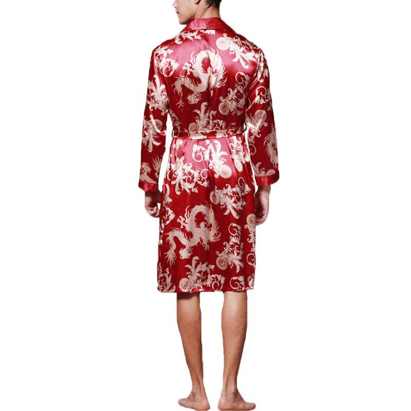 Herr Satin Silk Pyjamas Kimono Morgonrock Morgonrock Sovkläder Loungewear