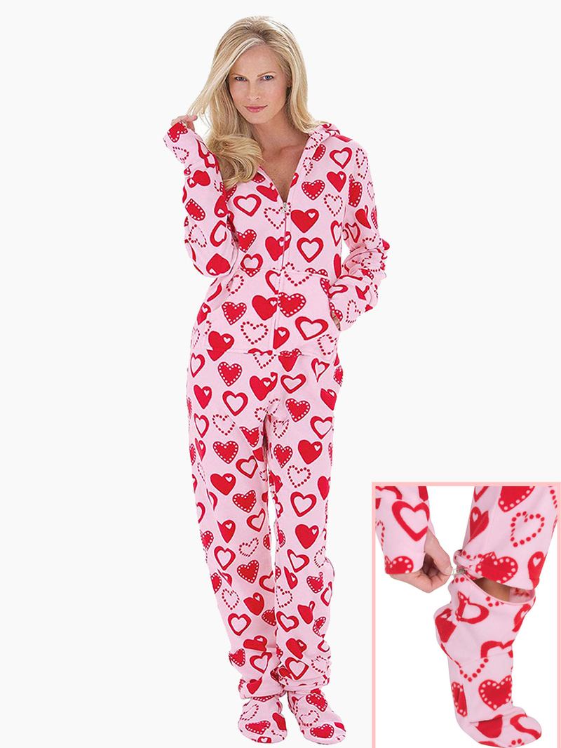 Hoodie Front Dragkedja Polar Fleece Footed Pyjamas