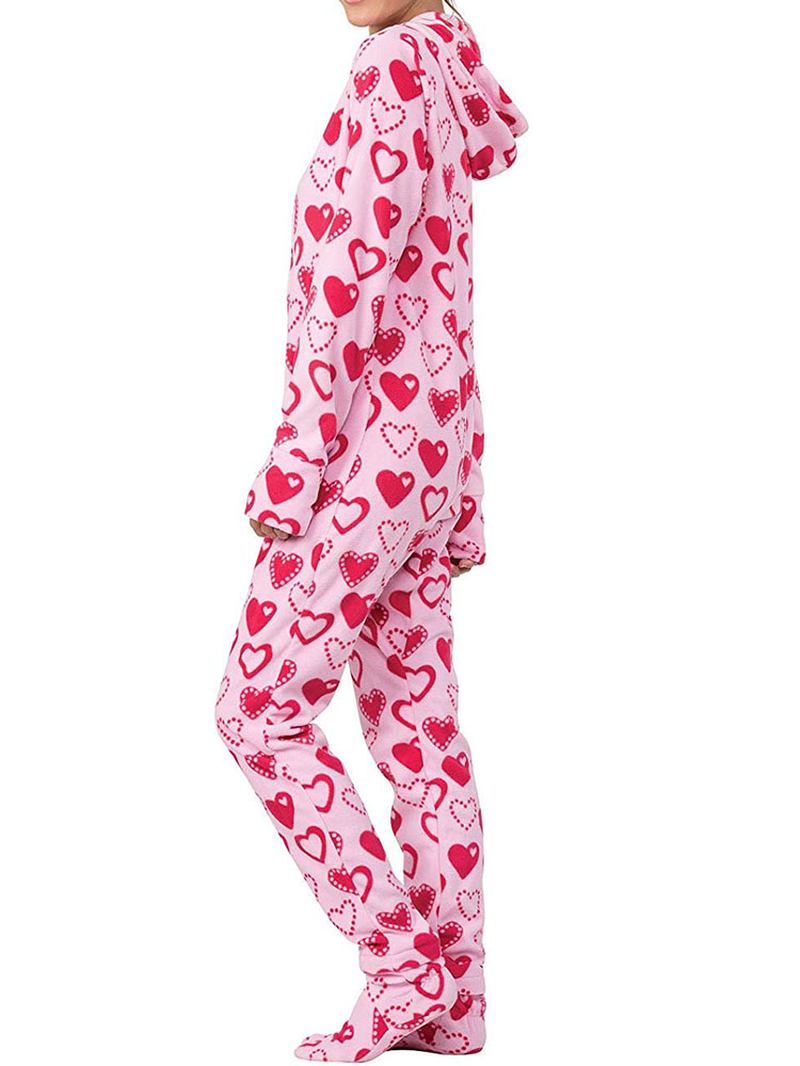 Hoodie Front Dragkedja Polar Fleece Footed Pyjamas