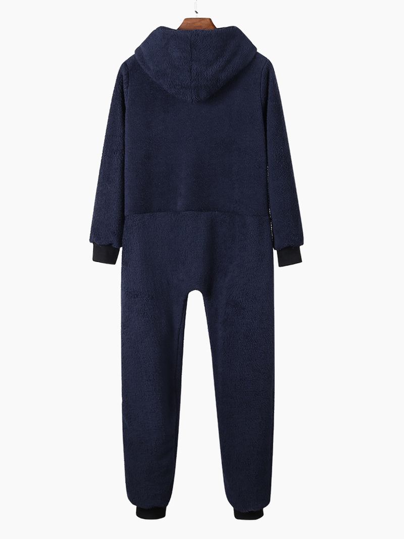 Hoodie Med Dragkedja Långärmad Flanell Onesie Jumpsuits Pyjamasset