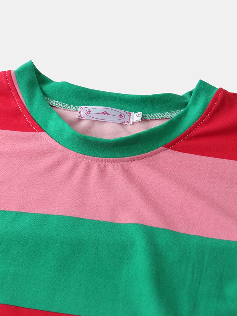 Kvinnor Färgglada Randiga Nattlinnen Oversize Kortärmad Pyjamas