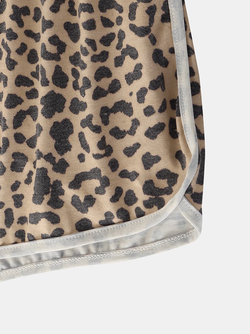 Kvinnor Leopard Ärmlösa Softies Rund Hals Lös Pyjamas Set