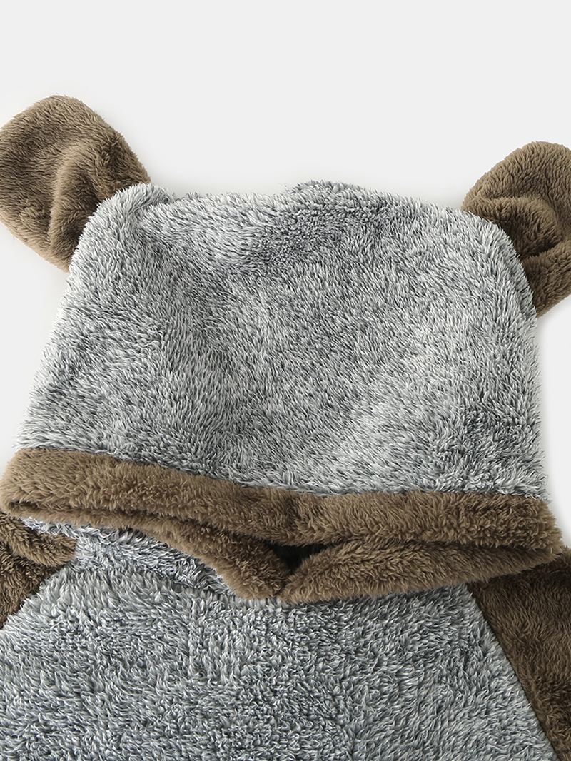 Kvinnor Plysch Söt Tecknad Djurmönster Huvtröja Tjock Hem Pyjamas Set