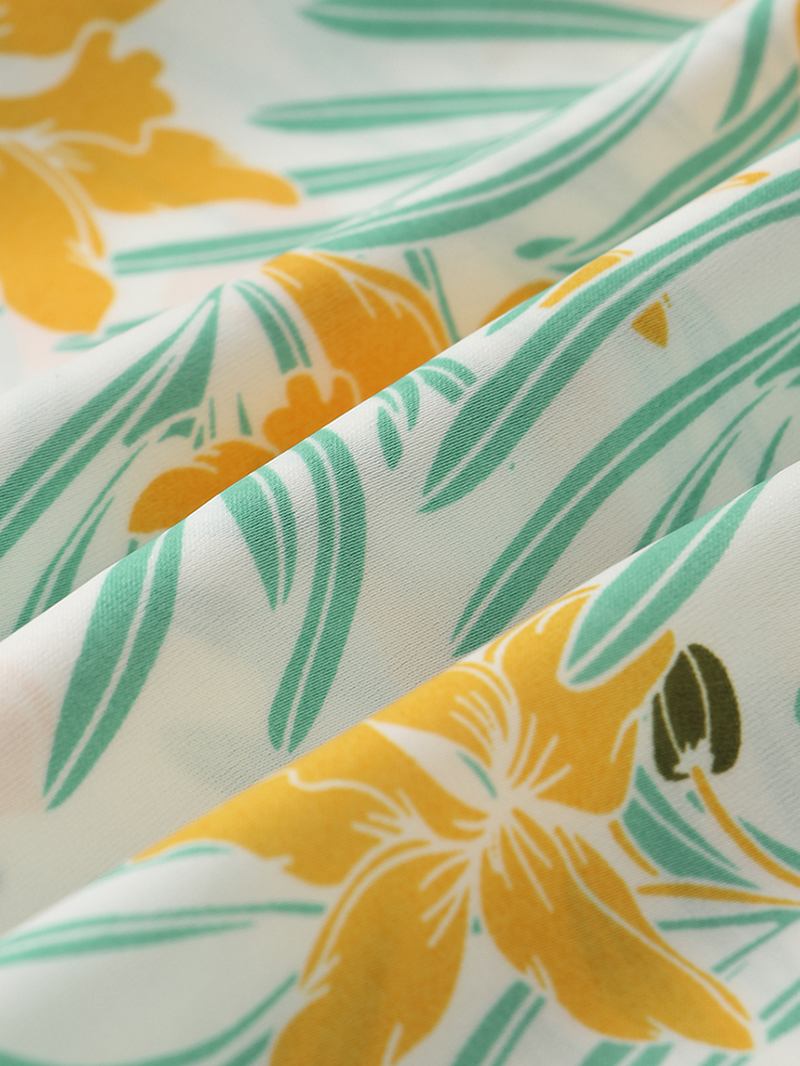Kvinnor Spets Trim V-hals Blommönster Smooth Hem Ärmlös Pyjamas Set