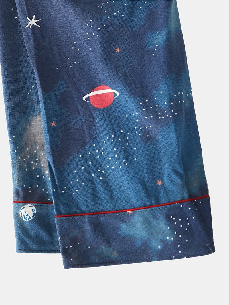 Kvinnor Starry Sky Med Tryck Söt Pullover Lös Elastisk Midja Cartoon Home Pyjamas Set