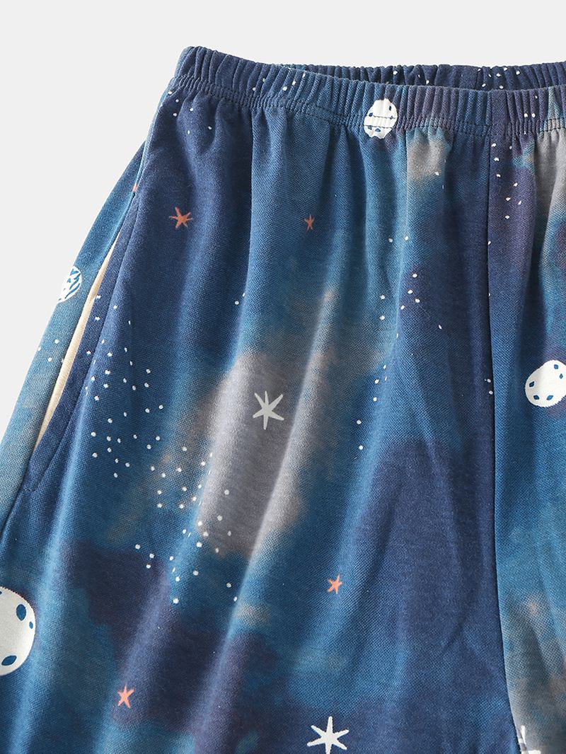 Kvinnor Starry Sky Med Tryck Söt Pullover Lös Elastisk Midja Cartoon Home Pyjamas Set