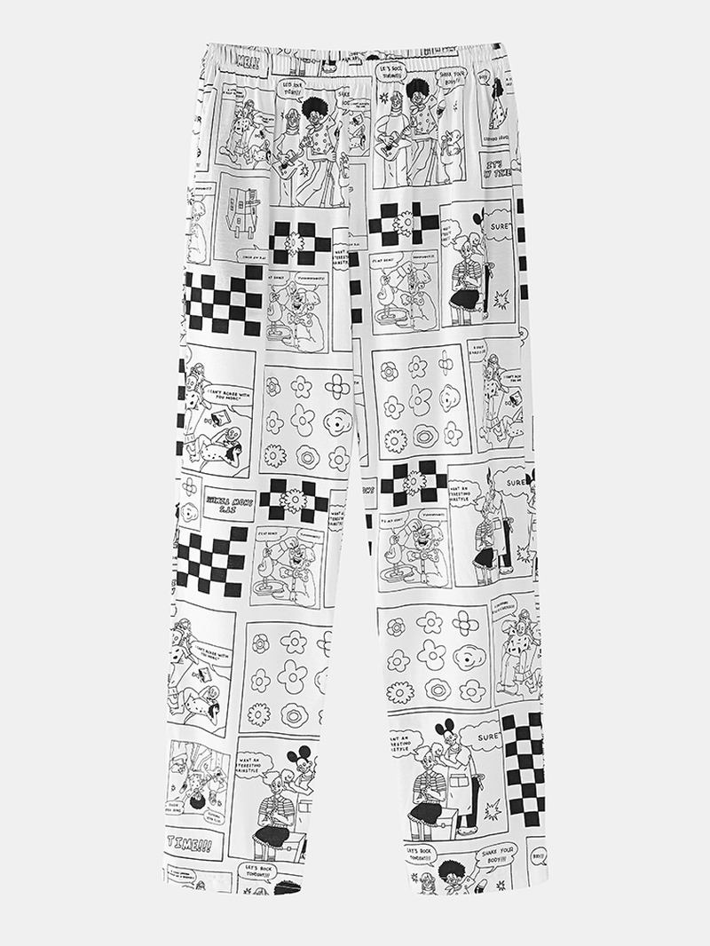 Kvinnor Tecknad Anime Med Tryck Svart Pullover Elastisk Midja Byxor Hem Pajma Set