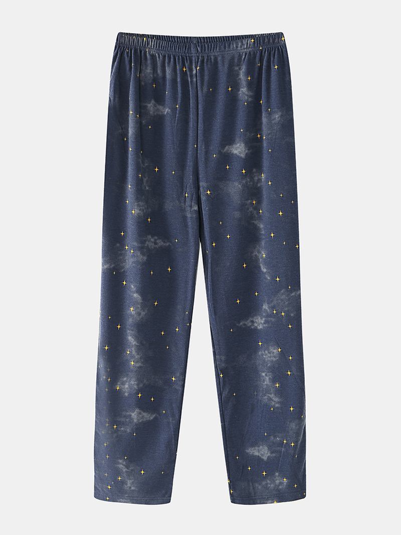 Kvinnor Tecknad Polar Bear & Starry Sky Med Tryck Pullover Elastisk Midja Pocket Byxor Hem Pyjamas Set
