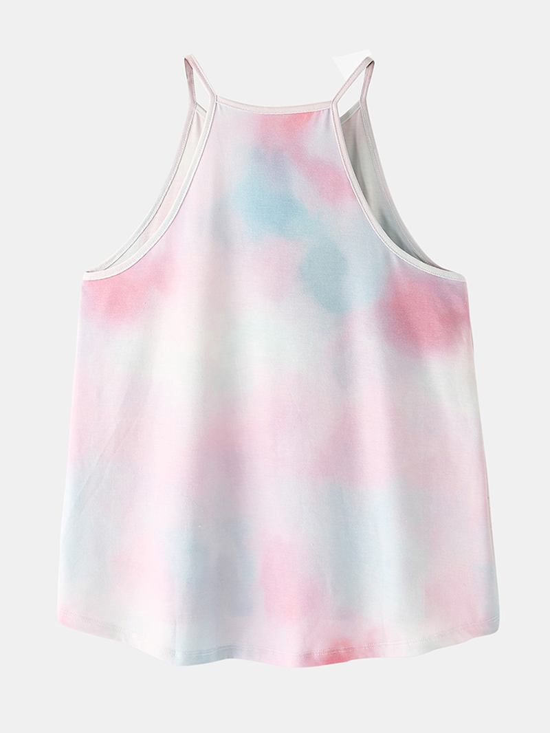 Kvinnor Tie Dye Färgglad Gradient Ärmlös Casual Pyjamas Set