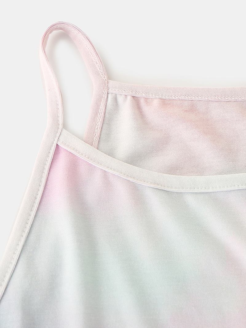 Kvinnor Tie Dye Färgglad Gradient Ärmlös Casual Pyjamas Set