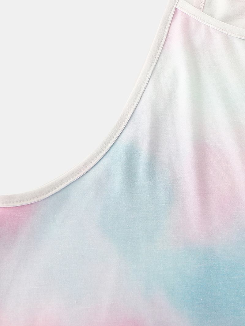 Kvinnor Tie Dye Färgglad Gradient Ärmlös Casual Pyjamas Set