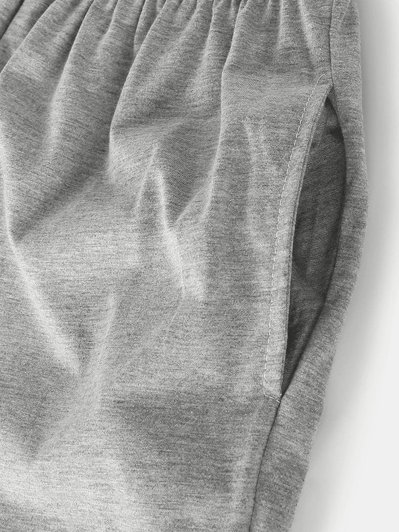 Män Bomull Brev Bröst Med Tryck Långärmad O-hals Lös Hem Pyjamas Set