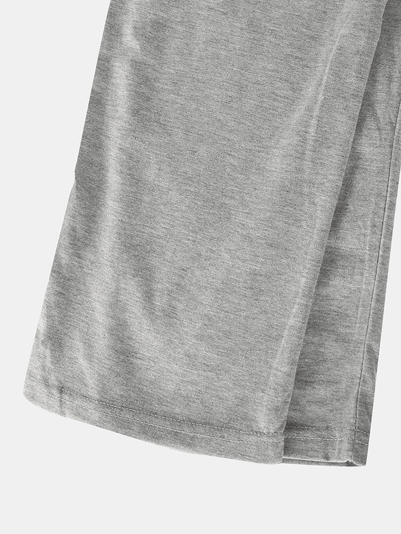 Män Bomull Brev Bröst Med Tryck Långärmad O-hals Lös Hem Pyjamas Set