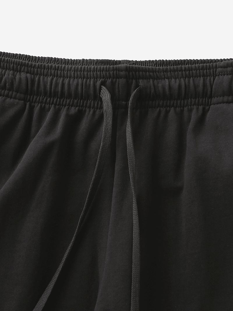 Män Bomull Casual Enfärgad Ficka Elastisk Midja Dragsko Sleepwear Shorts