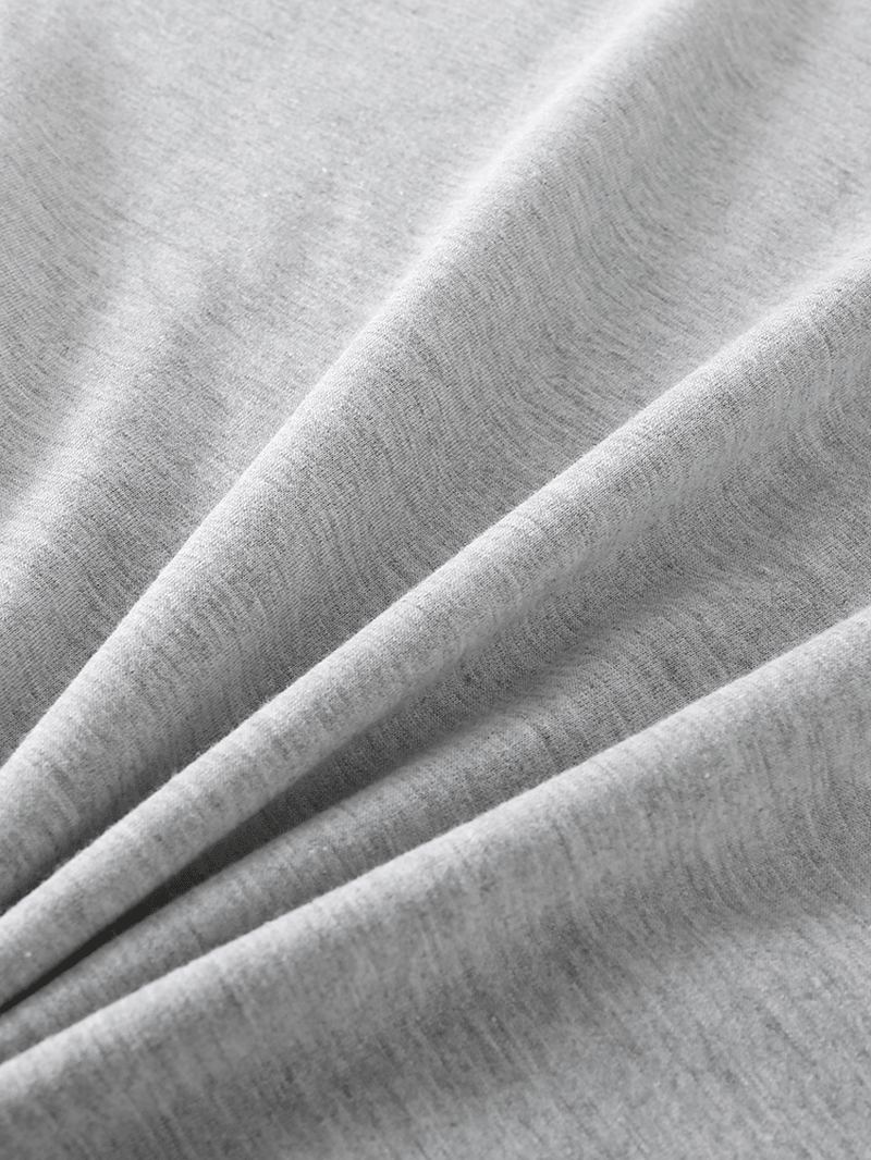 Män Enfärgad Bomull Rund Hals Långärmad T-shirt Hem Lös Pyjamas Set