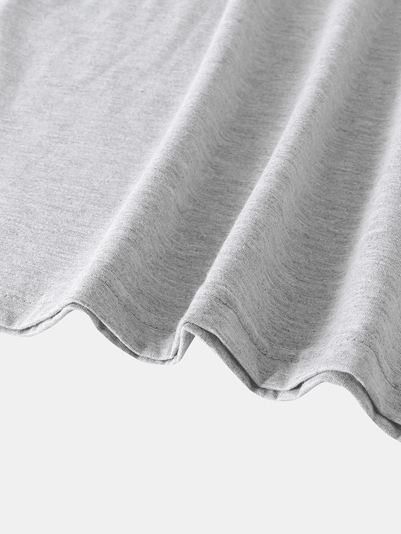 Män Enfärgad Bomull Rund Hals Långärmad T-shirt Hem Lös Pyjamas Set