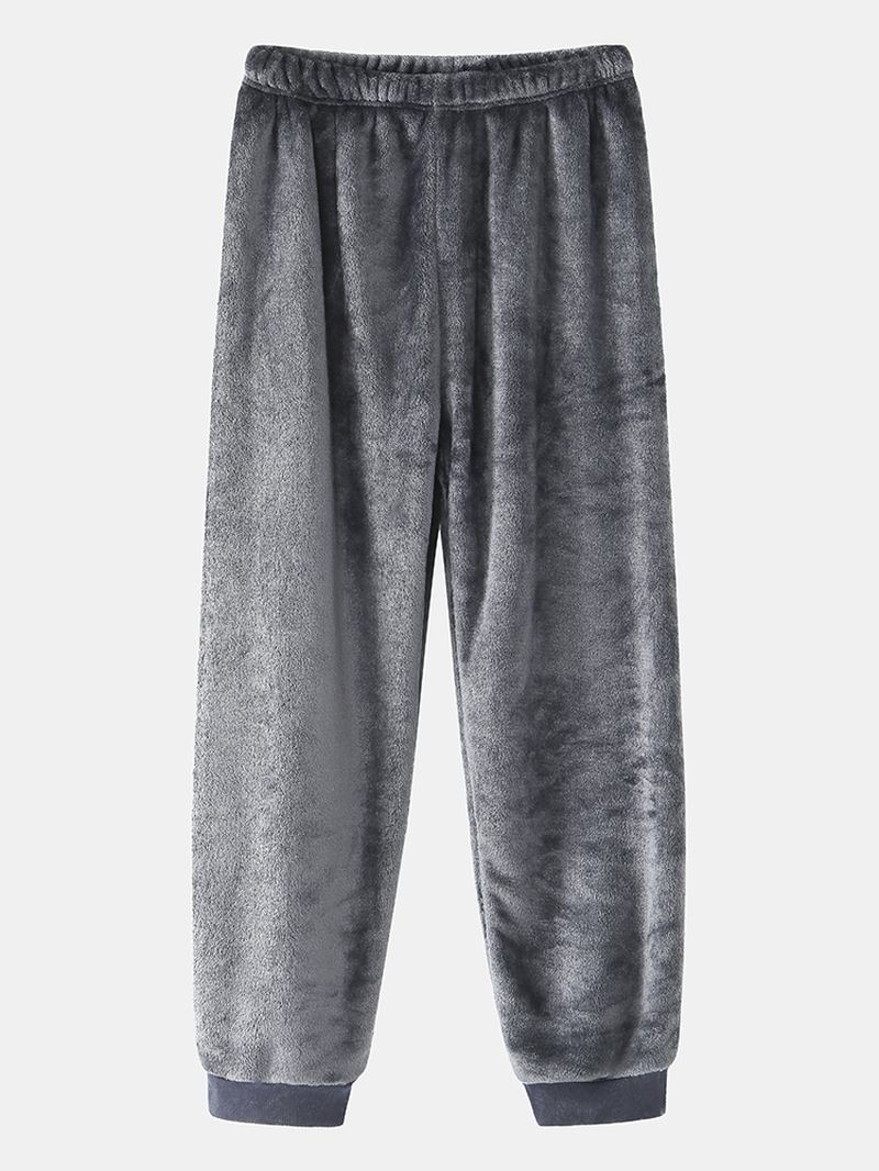 Män Grafik Flanell Patchwork Sweatshirt Thicken Jogger Pants Hem Pyjamas Set