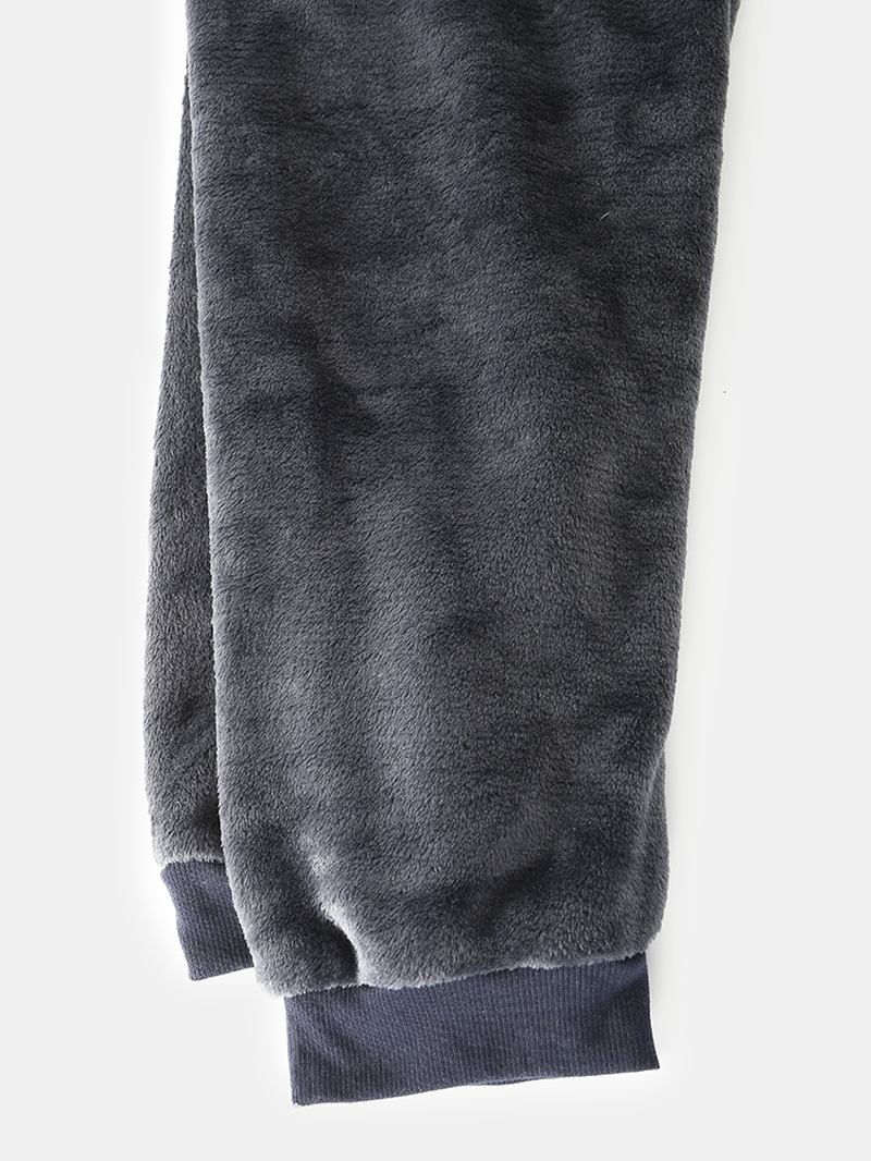 Män Grafik Flanell Patchwork Sweatshirt Thicken Jogger Pants Hem Pyjamas Set