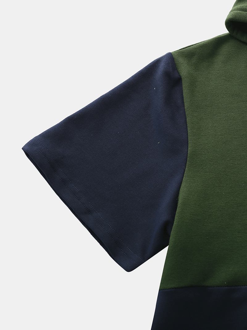 Nytt Mode För Män Casual Patchwork Kortärmad Jumpsuit Sovkläder