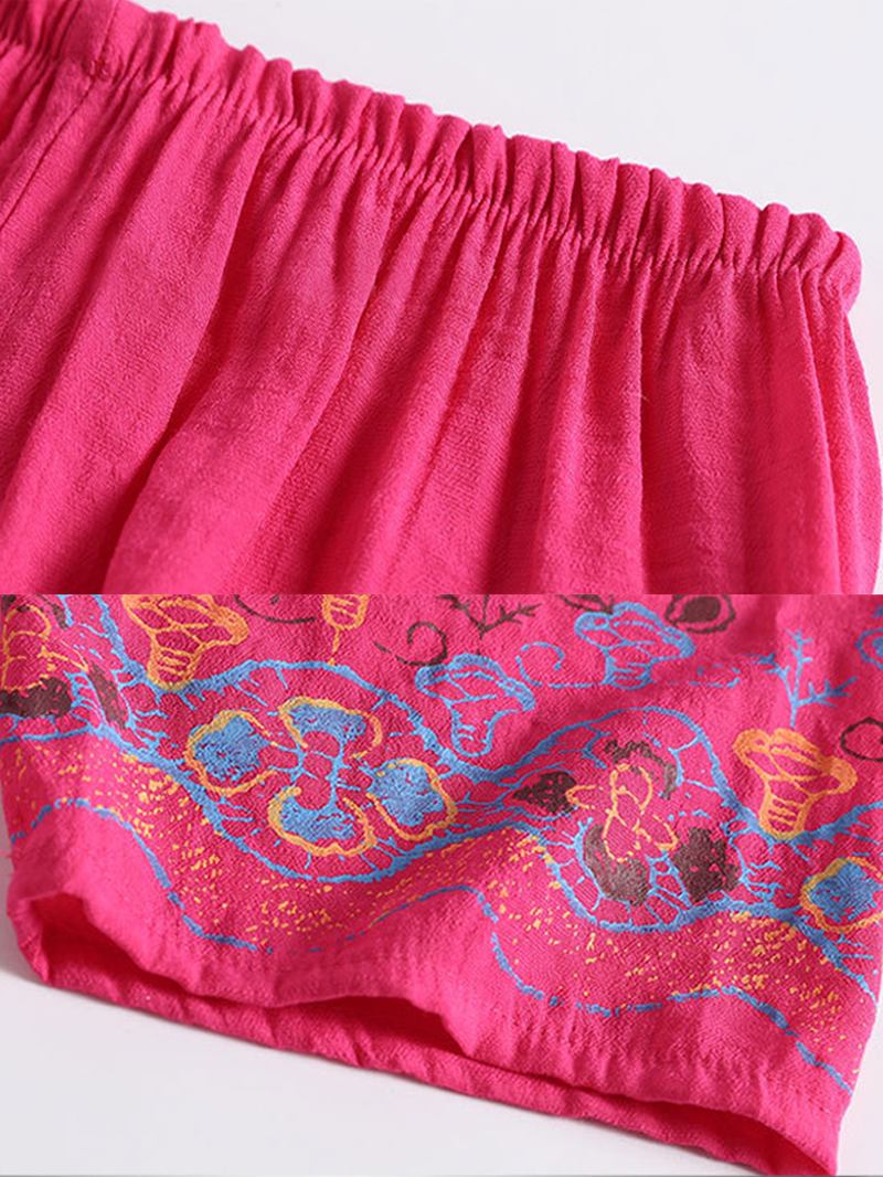 Plus Size Dam Vintage Med Tryck Loungewear Mysig Lös Pyjamas