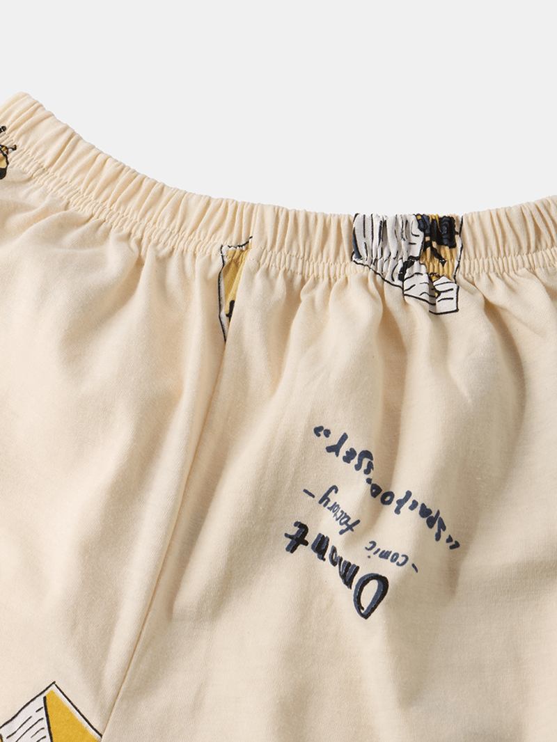 Plus Size Kvinnor Cartoon Med Tryck Revere Krage Långärmad Elastisk Midja Hem Pyjamas Set
