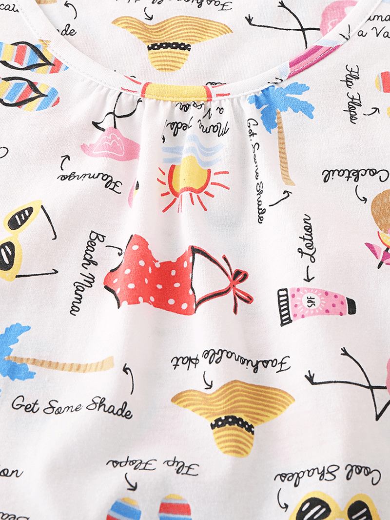 Plus Size Kvinnor Roligt Tecknat Tryck Hem Ärmlös Softies Väst Pyjamas Set