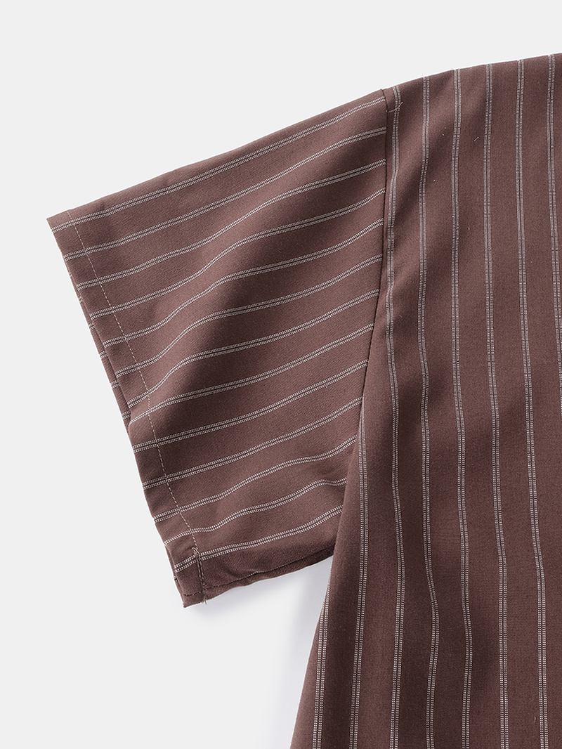 Randig V-hals För Män Etnisk Stil Bomull Avslappnad Kort Loungewear-set