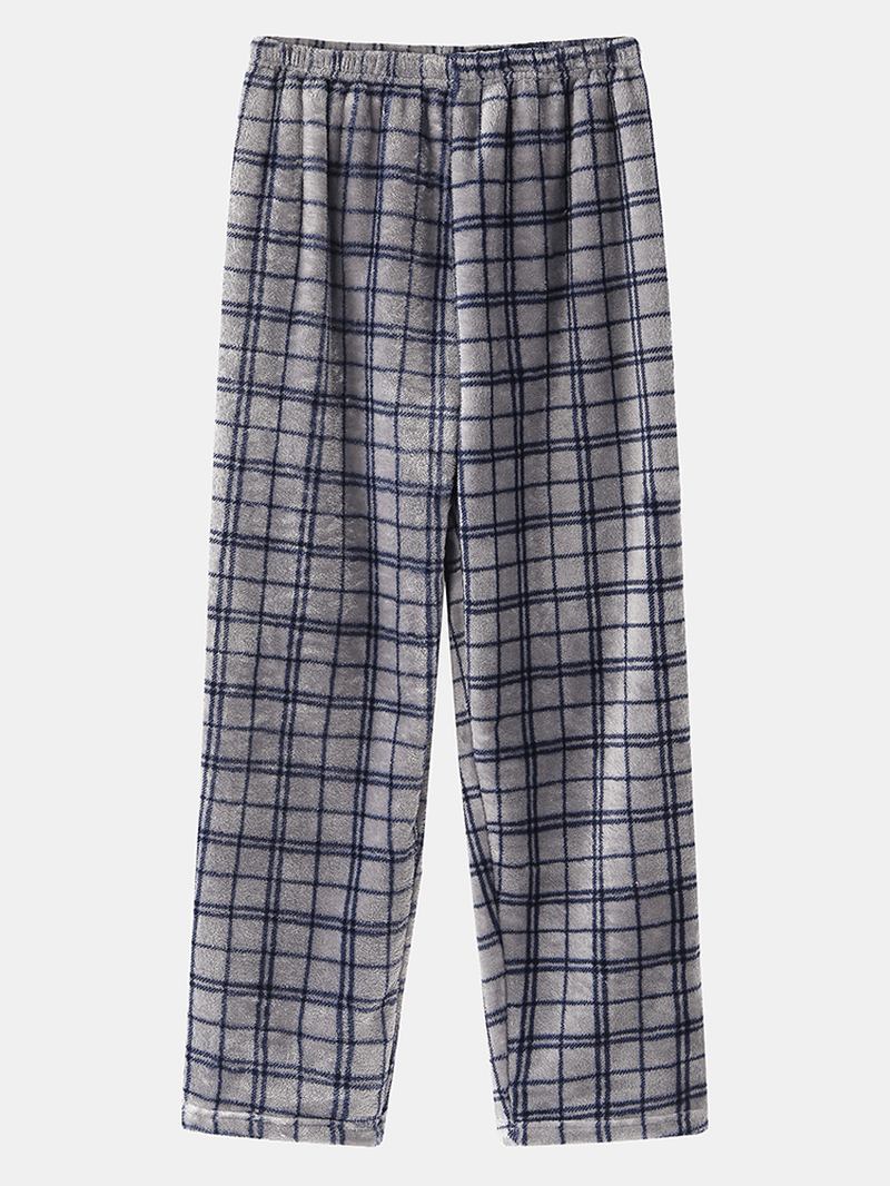 Söt Panda Brevbroderi Rutsömmar För Män O-hals Flanell Varma Pyjamasset