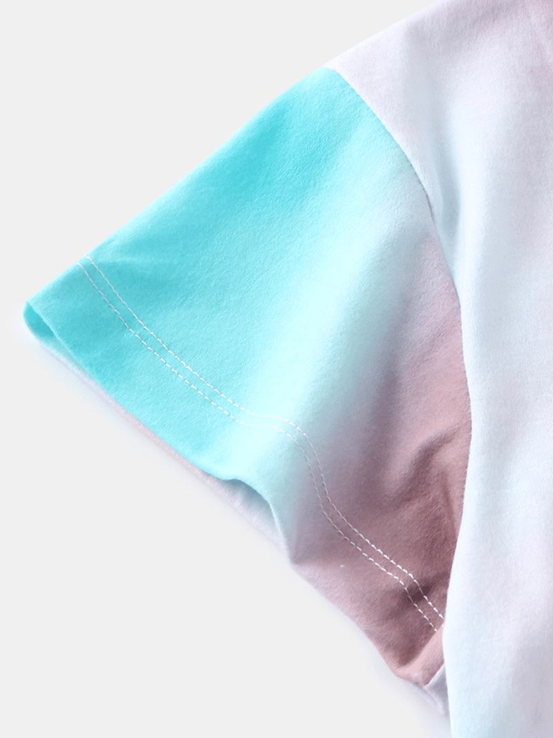 Tie Dye Med Tryck Loungewear Set Dradient Kortärmad Tvådelad Pyjamas