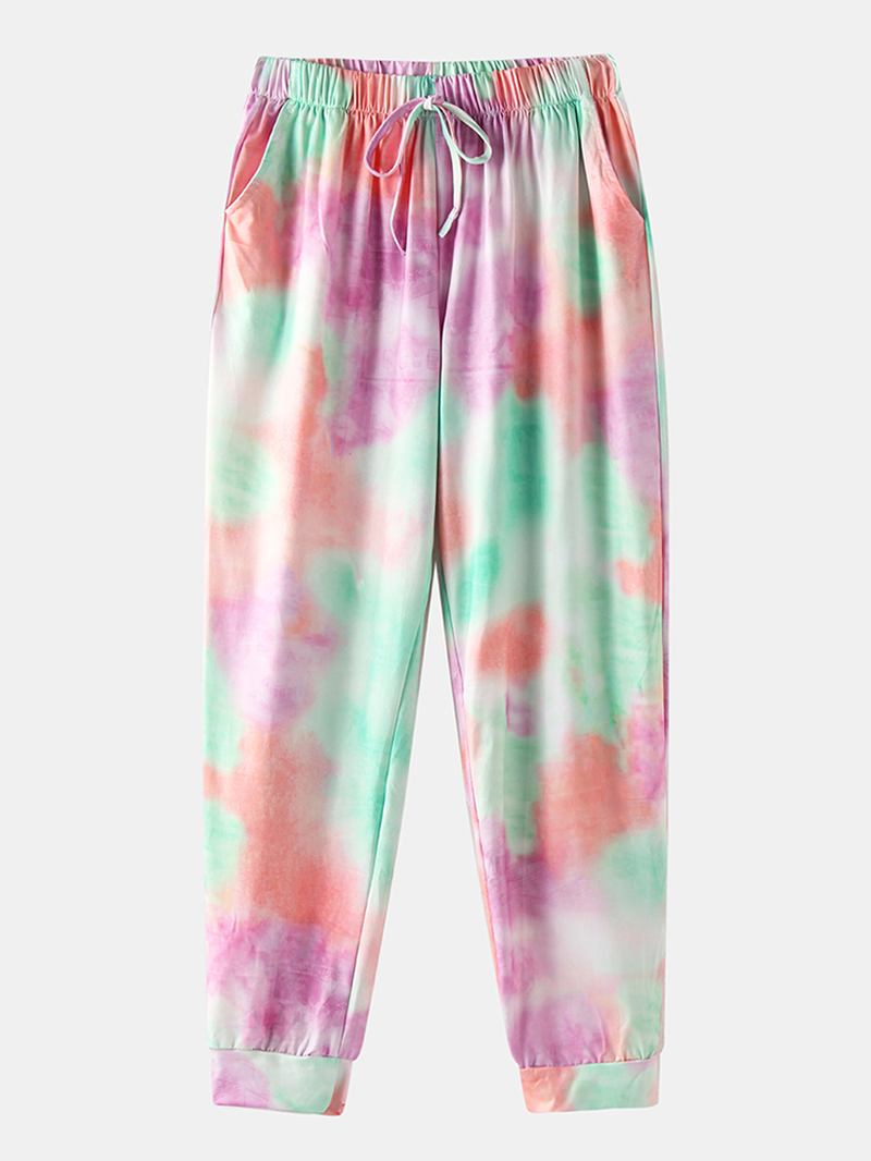 Tie Dye Med Tryck Sports Loungewear Set Tank Top Beam Feet Ärmlösa Tvådelade Set
