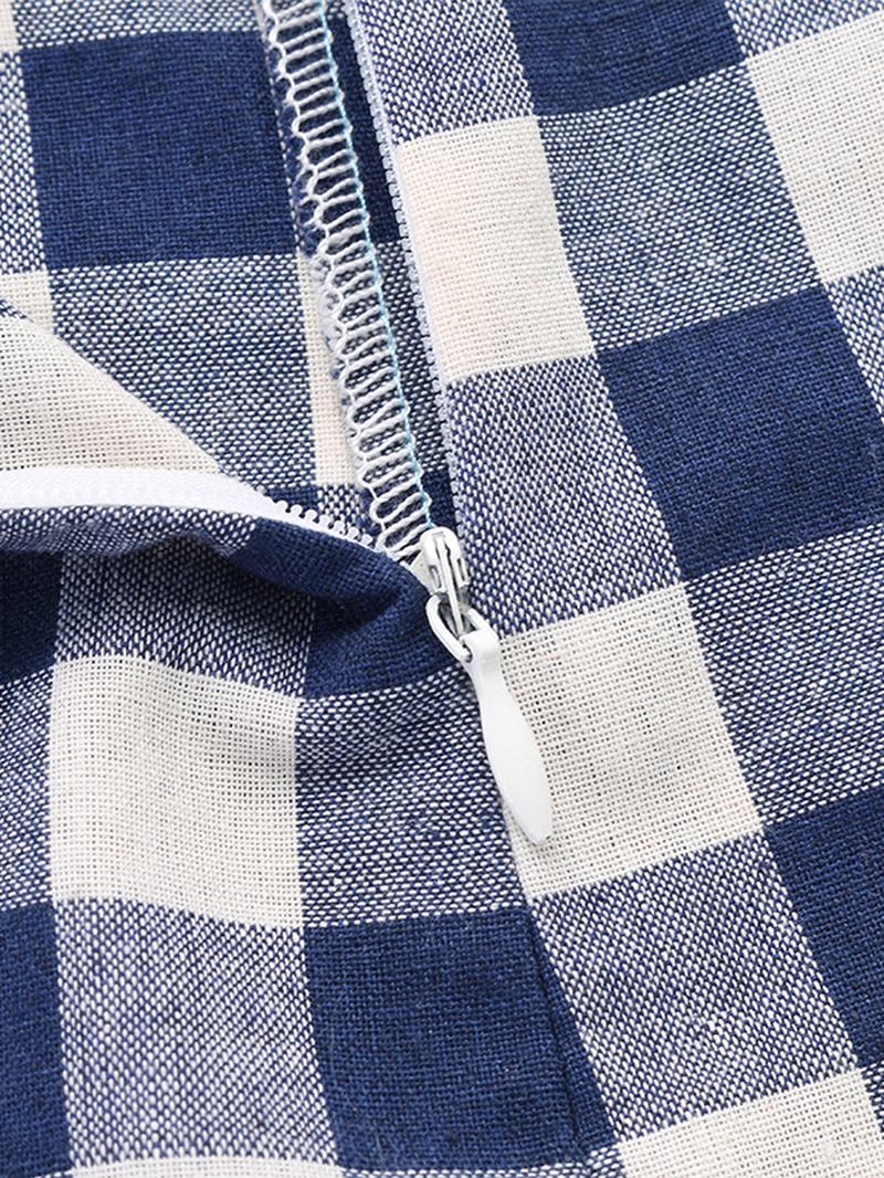 Kvinnor Ärmlös Pläd Lös Jumpsuit Med Vida Ben