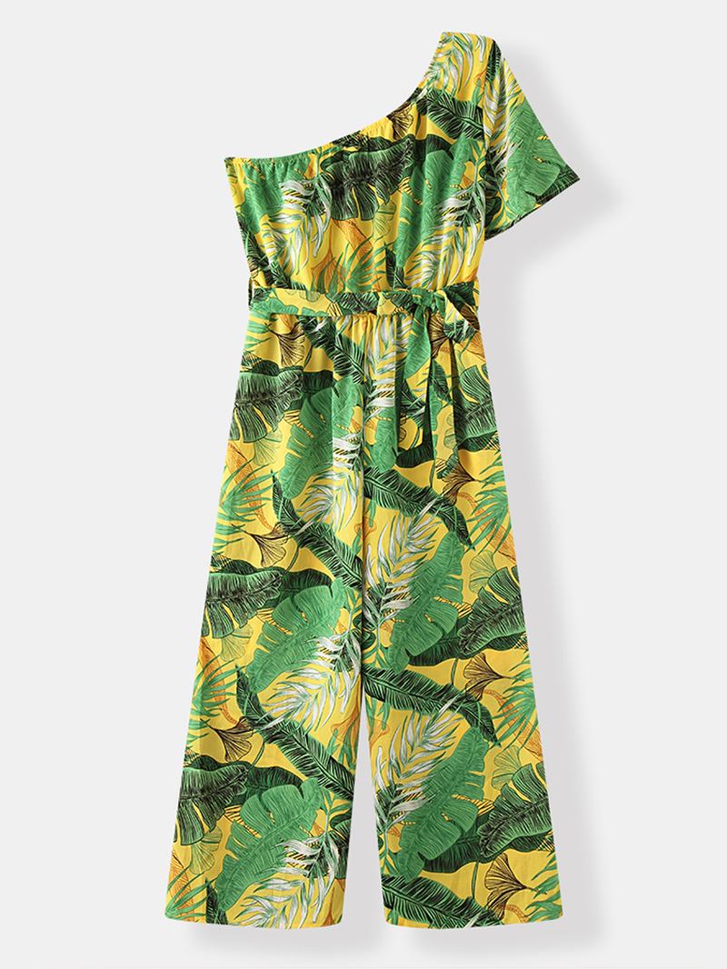 Kvinnor Casual Cold Shoulder Blommig Summer Holiday Med Tryck Jumpsuit