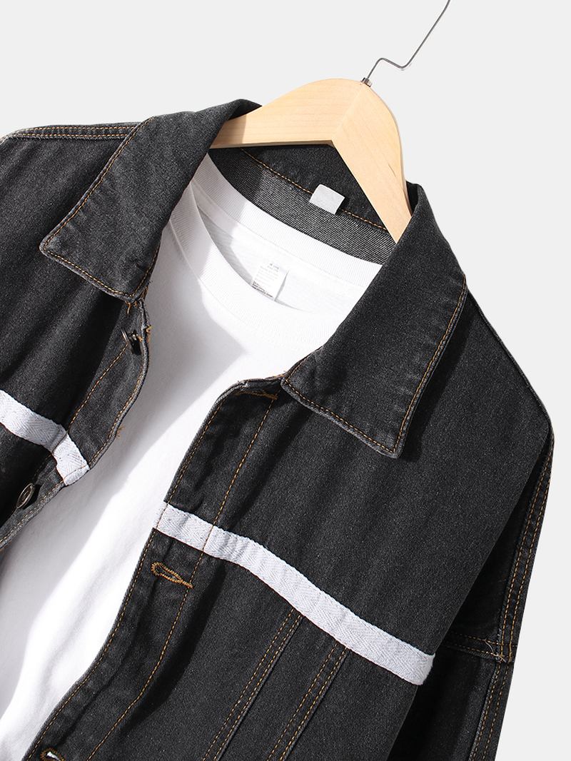 Bandsömmar För Män Lös Utomhus Snygg Cargo-jeansjacka Med Flikficka