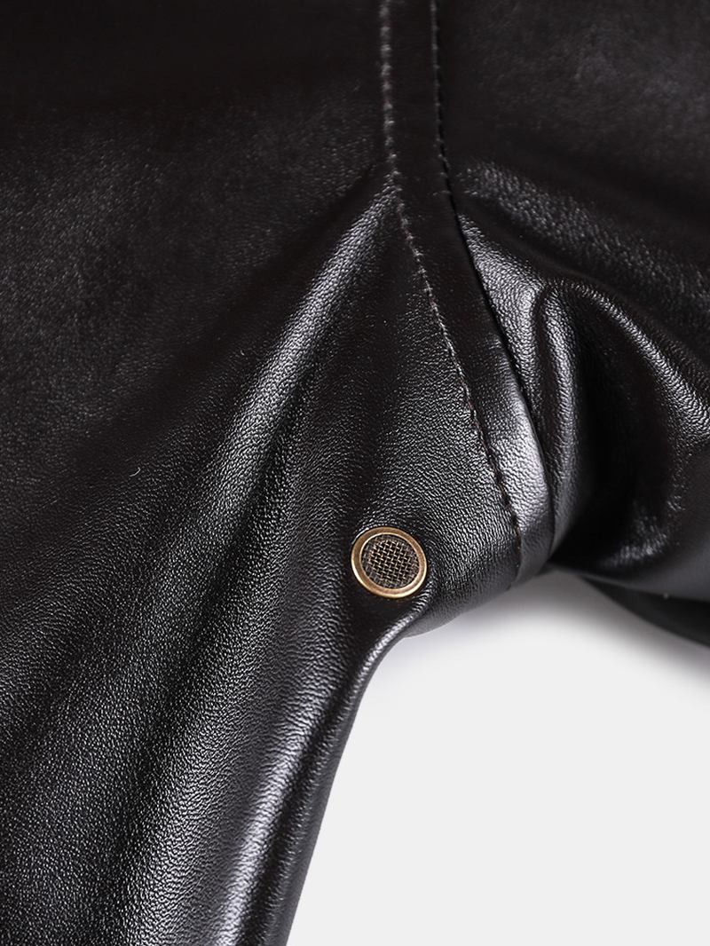 Blixtlås För Herr Big Flap Pocket Pälskrage Cargo Pu-jacka