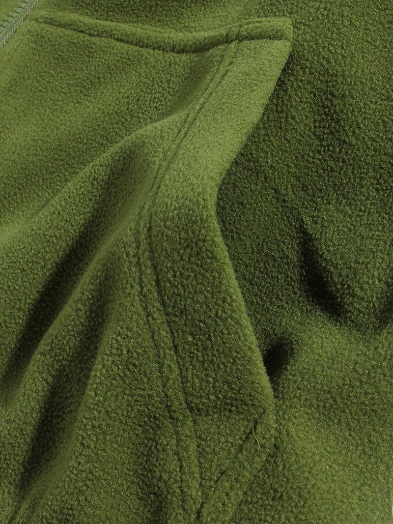 Enfärgad Polar Fleece Drop Shoulder Jacka För Män Med Ficka