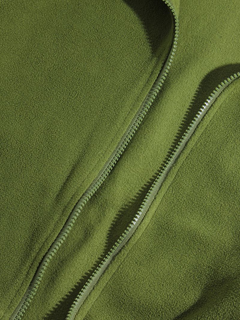 Enfärgad Polar Fleece Drop Shoulder Jacka För Män Med Ficka