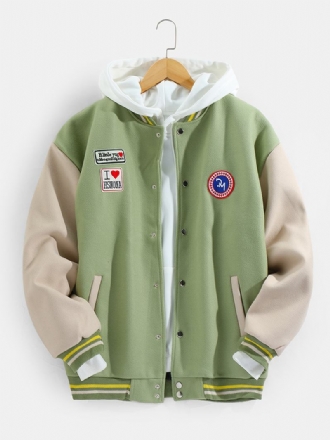 Herr Badge Warm Drop Shoulder Baseball Collar Långärmad Jacka