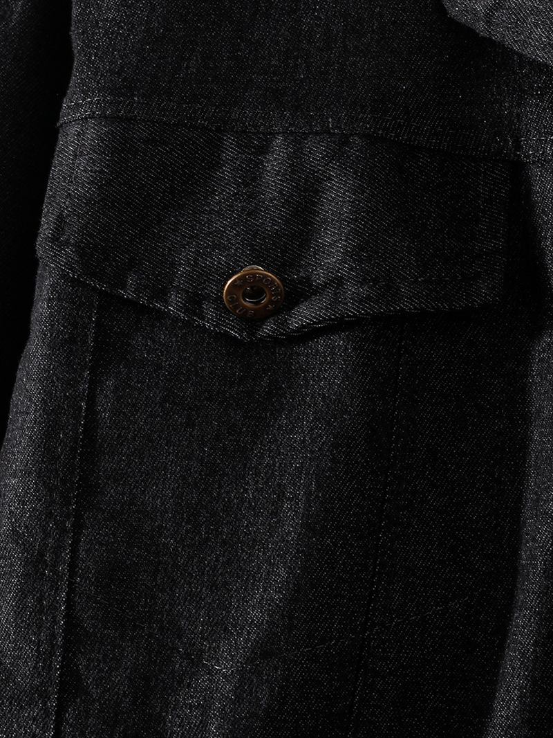 Herr Contrast Patchwork Button Up Lapel Cotton Outdoor Snygg Jeansjacka