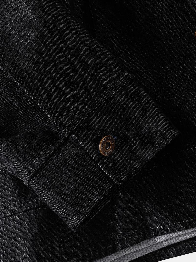 Herr Contrast Patchwork Button Up Lapel Cotton Outdoor Snygg Jeansjacka
