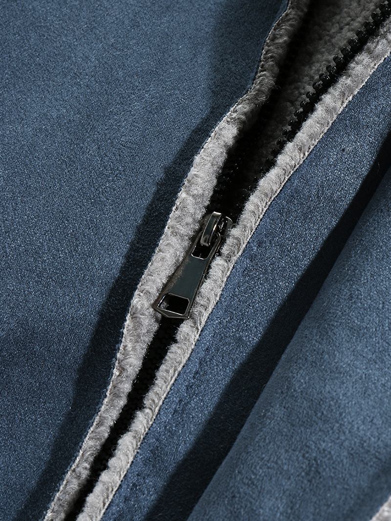 Herr Drop Shoulder Enfärgad Shearling Fodrad Tjock Casual Jacka