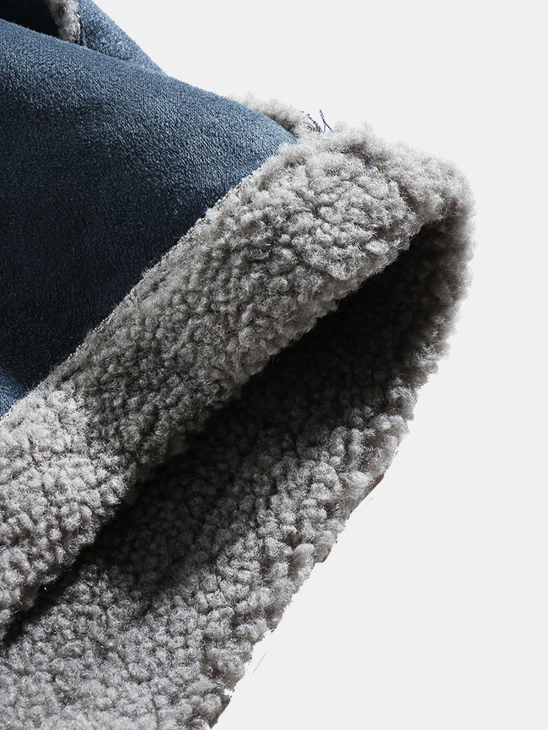 Herr Drop Shoulder Enfärgad Shearling Fodrad Tjock Casual Jacka