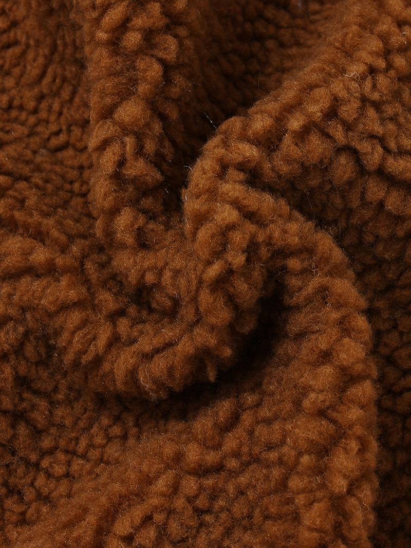 Herr Patchwork Pocket Plysch Dragkedja Långärmad Teddyjacka