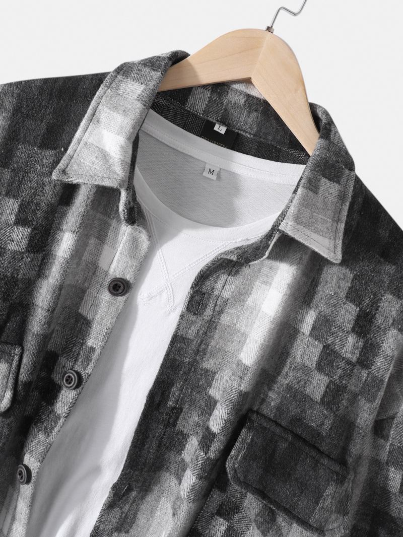 Herr Rutig Button Up Lapel Cotton Double Pocket Loose Overshirt