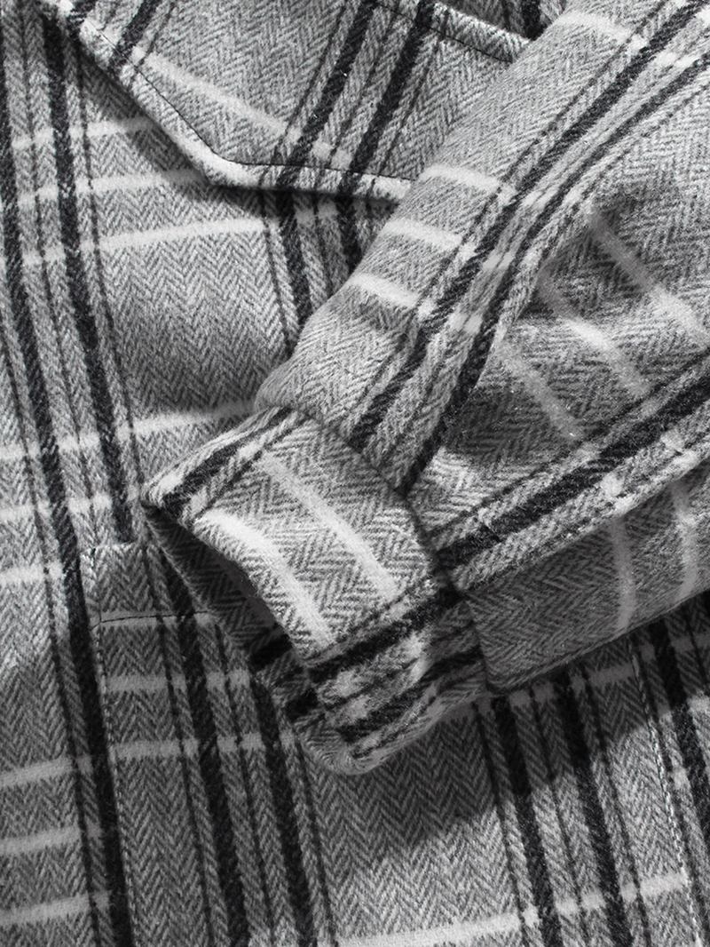 Herr Rutig Button Up Warm Long Sleeve Pocket Woolen Jacket