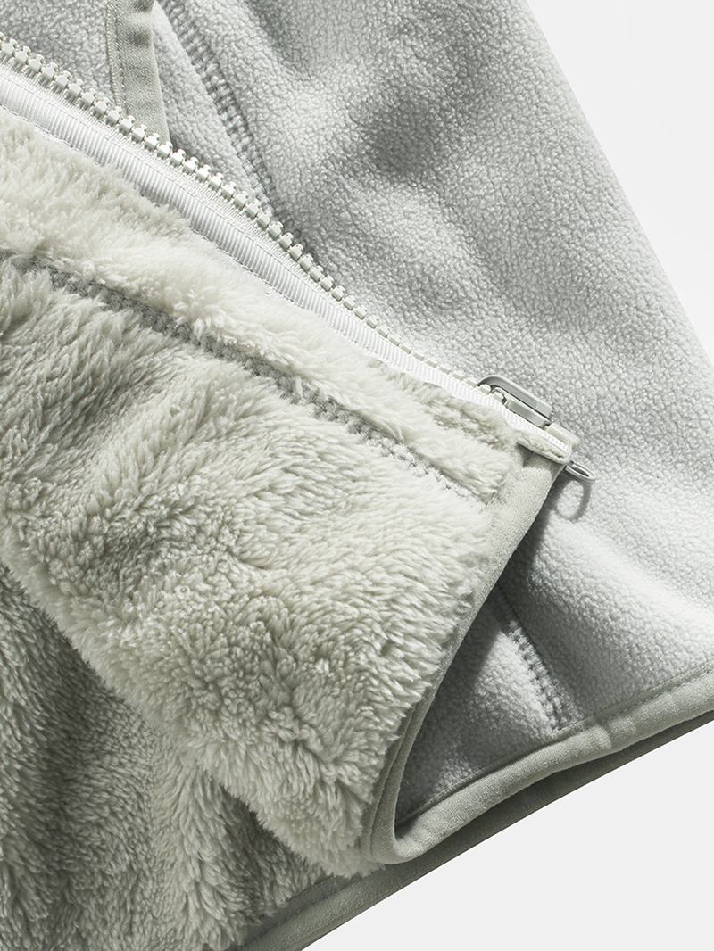 Herr Solor Colour Warm Fleece Vändbar Stand Collar Jacket Med Ficka