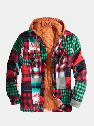 Herrpläd Colorblock Tjock Vintage Huvjacka