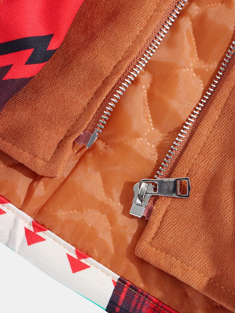 Herrpläd Colorblock Tjock Vintage Huvjacka