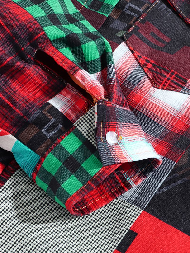 Herrpläd Colorblock Tjock Vintage Huvjacka