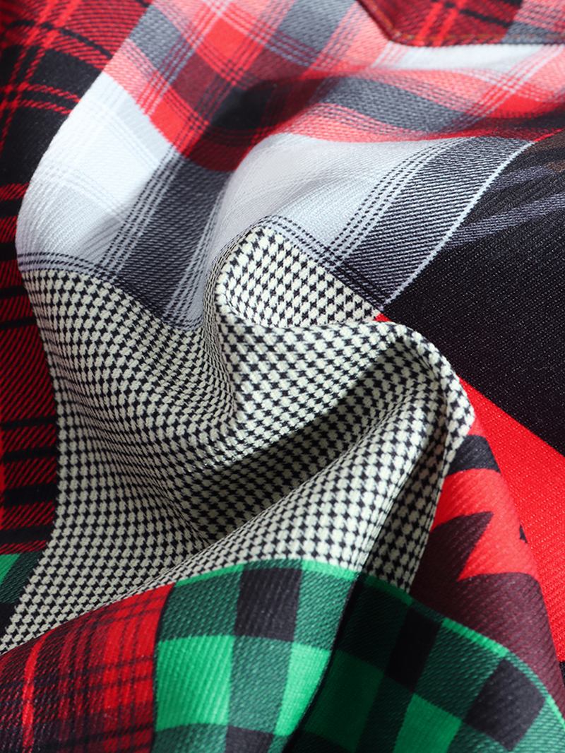 Herrpläd Colorblock Tjock Vintage Huvjacka