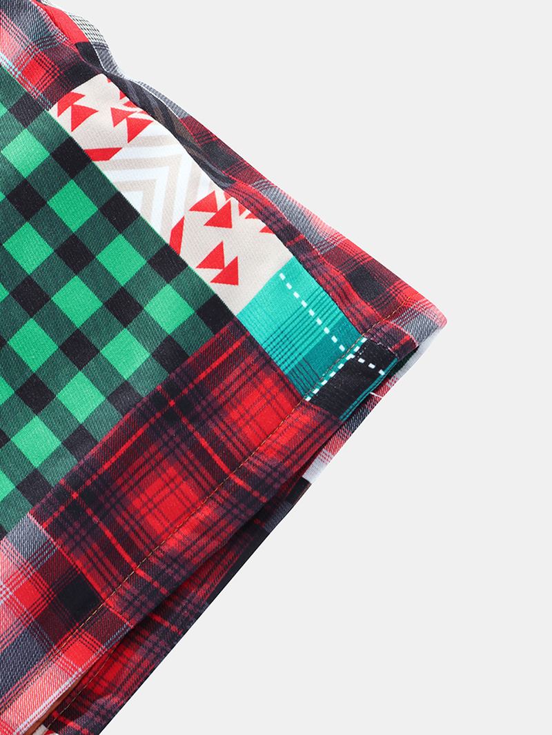 Herrpläd Colorblock Tjock Vintage Huvjacka